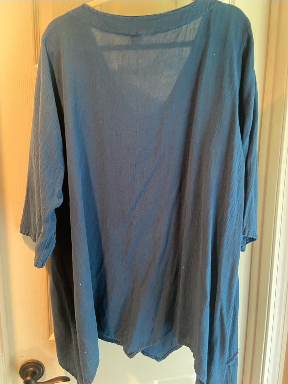 Relaxed Blue V-Neck Tunic Top - Cottonways - Picture 5 of 7